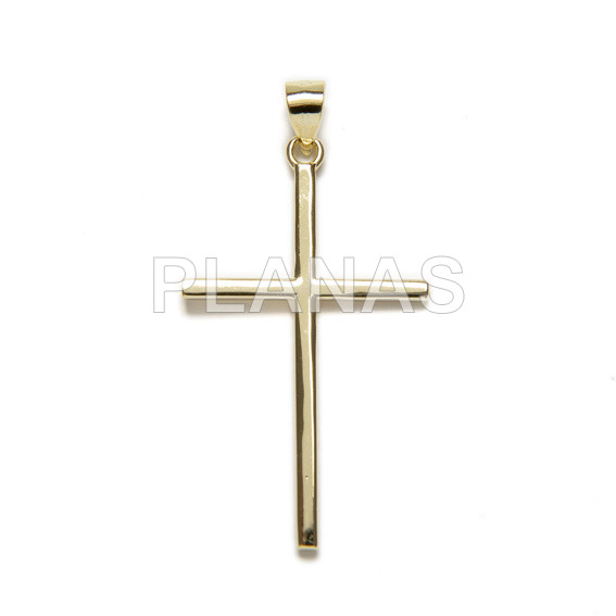 Colgante en Plata de ley y baño oro.CRUZ.
