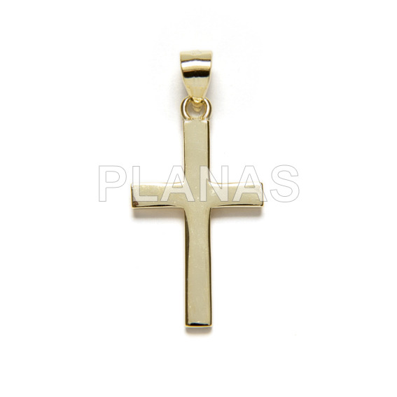 Colgante en Plata de ley y baño oro.CRUZ.