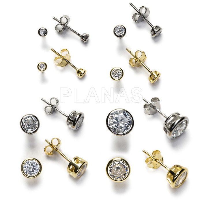 Earrings in rhodium sterling silver, russian mount.