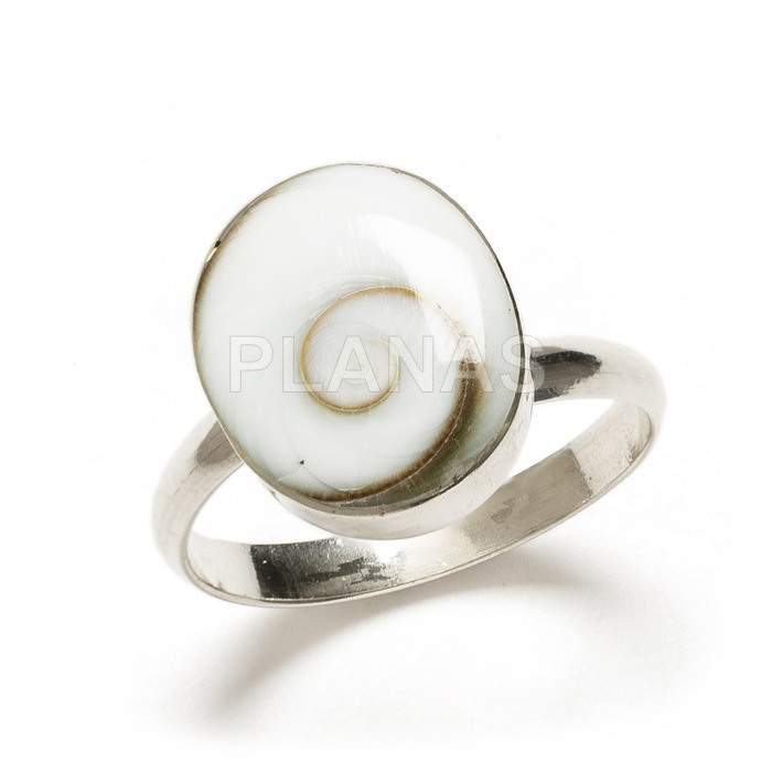 Ring in sterling silver and chiva. one size.