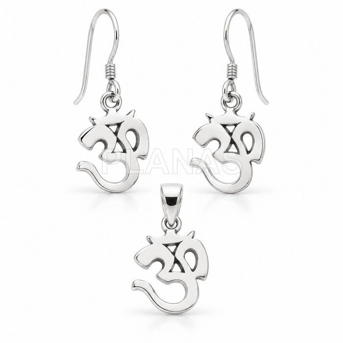 Pendientes y Colgante en plata de ley. OM.