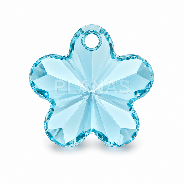 Colgante Componente Swarovski, color Aguamarina. FLOR.