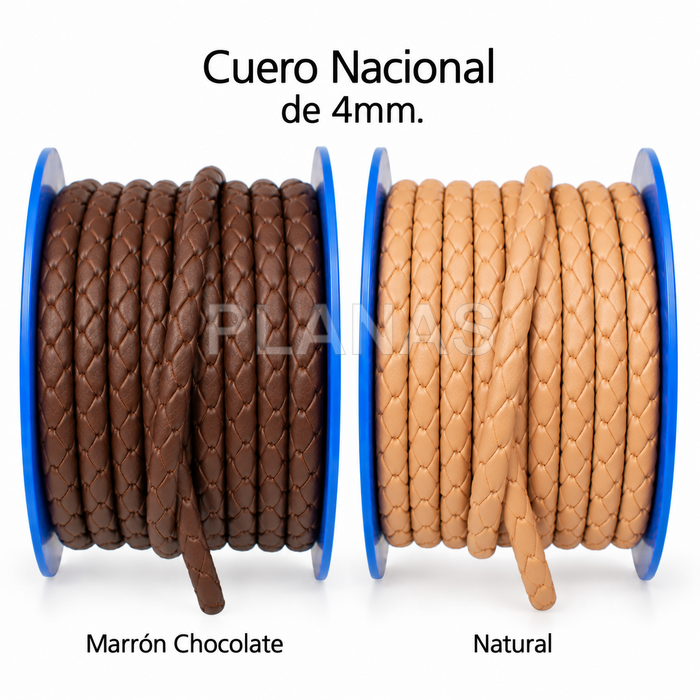 1 Metro de Cuero Trenzado Redondo de 4mm.