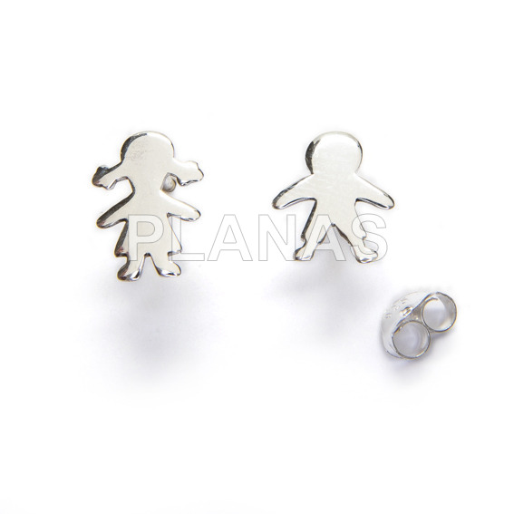 Pendientes en Plata de ley.NIÑO Y NIÑA.