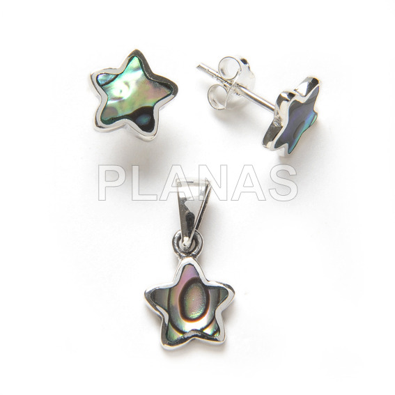 Set in sterling silver and abalone. star.