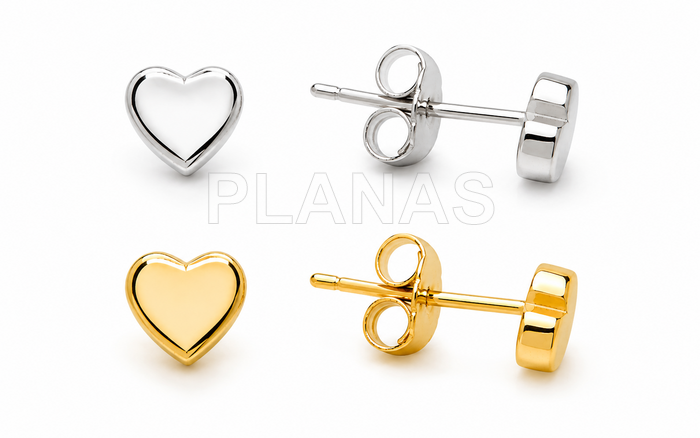 Pendientes en Plata de ley. CORAZON.