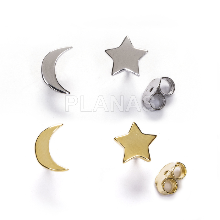 Pendientes en Plata de ley. LUNA Y ESTRELLA.