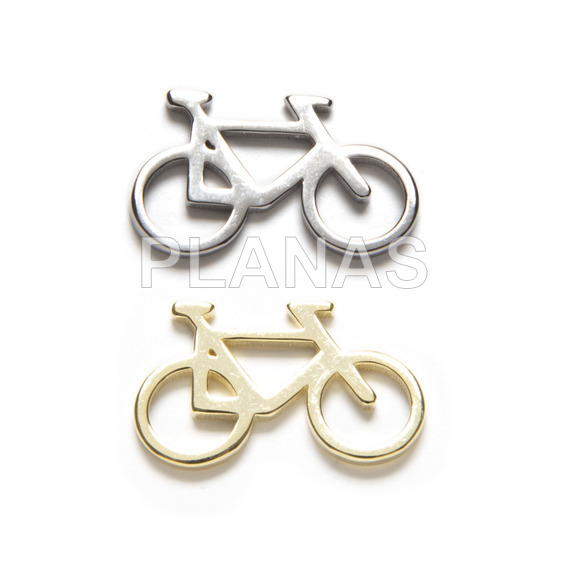 Spacer in rhodium sterling silver. bicycle.