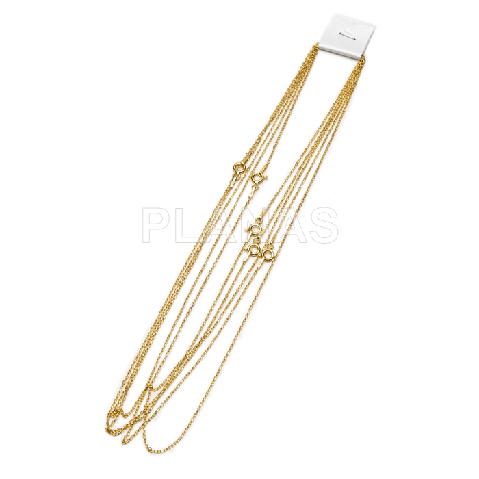 Pack de 5 Cadenas Forzada 030 en Plata de ley y Baño Oro.
