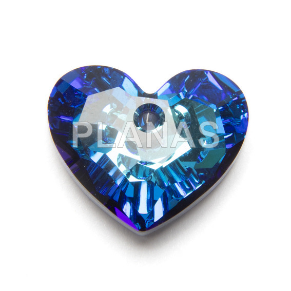 Corazón Cristal Austríaco de primera calidad de 18mm. Bermuda Blue.