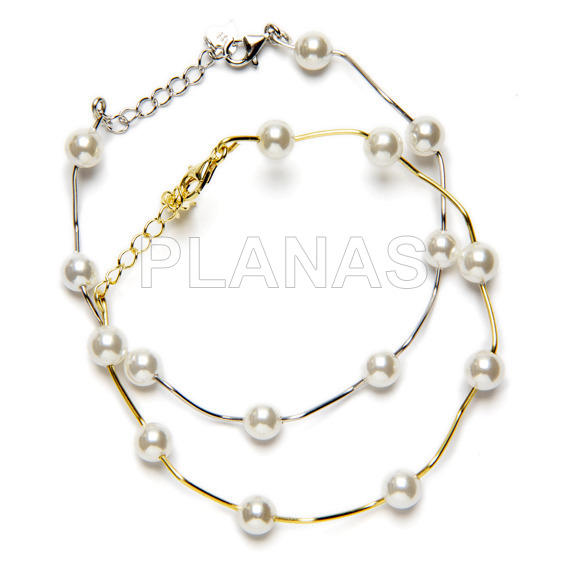 Silver bracelet cultured pearl