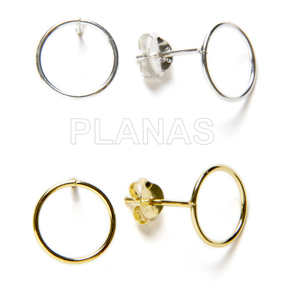 Pendientes en Plata de ley.CIRCULO 10mm.