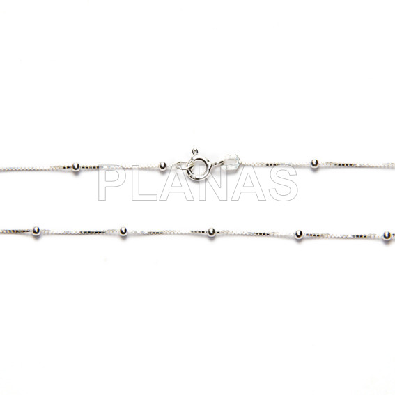 Cadena Veneciana y Bolitas en Plata de ley.38cm.