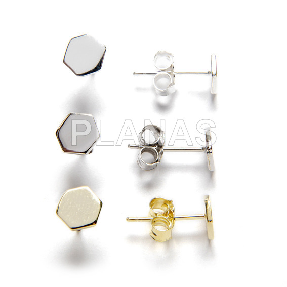 Pendientes en Plata (Rodio9 HEXAGONO.