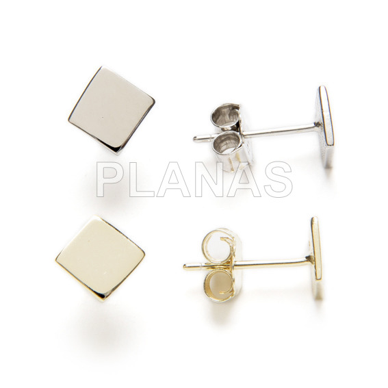 Pendientes en Plata de ley. CUADRADO.