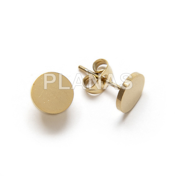 Pendientes en Acero Inoxidable y Baño Oro.CIRCULO.