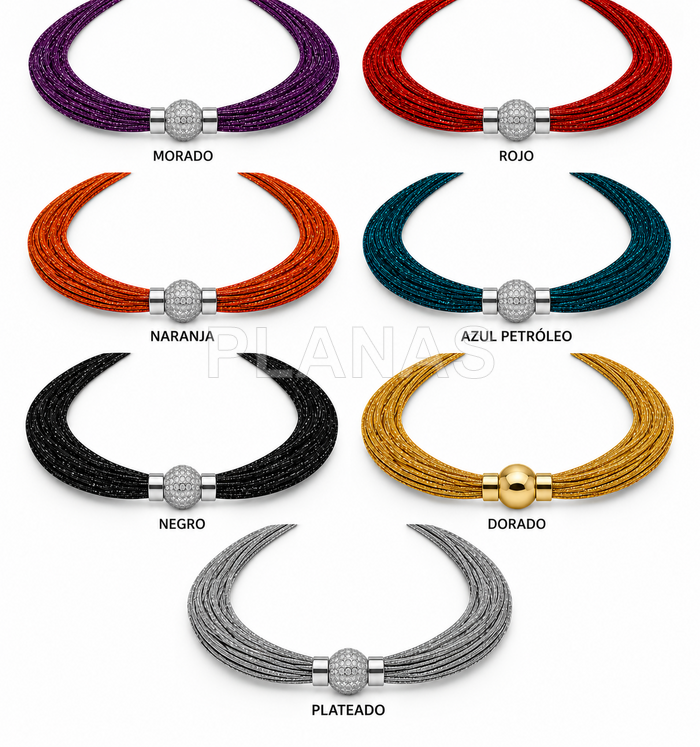 Collar 40 hilos metalizados y cierre en Acero Inoxidable.