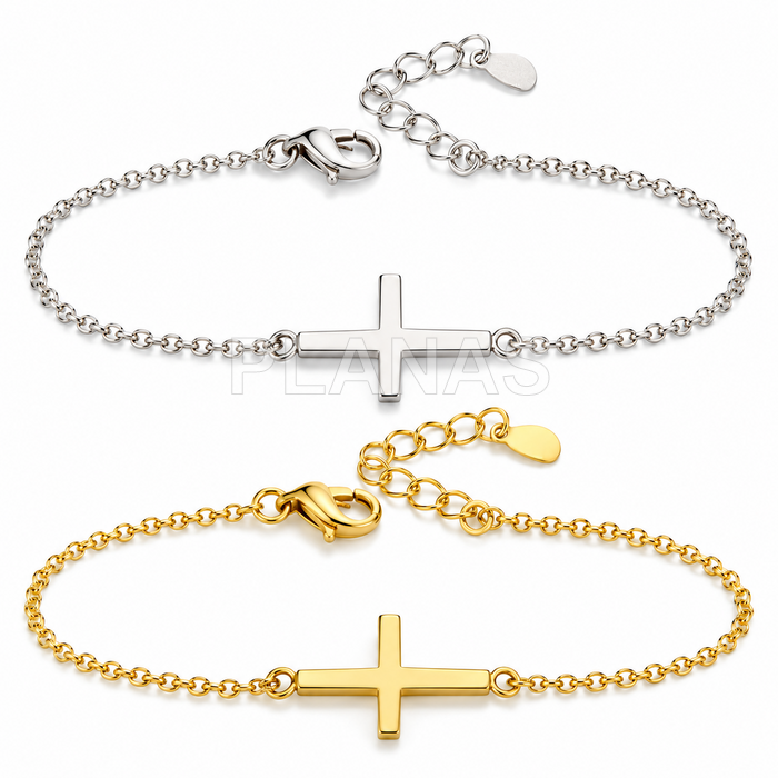 Pulsera en plata de ley Rodiada.CRUZ.