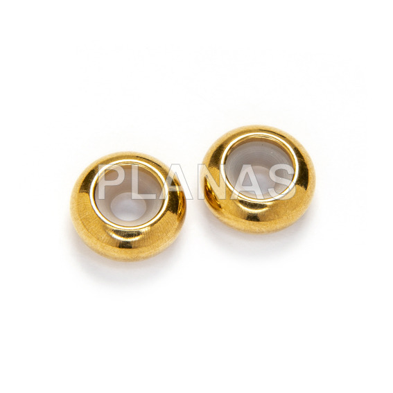 Stopper con silicona  en Acero Inoxidable y Baño Oro. 9x4mm. 