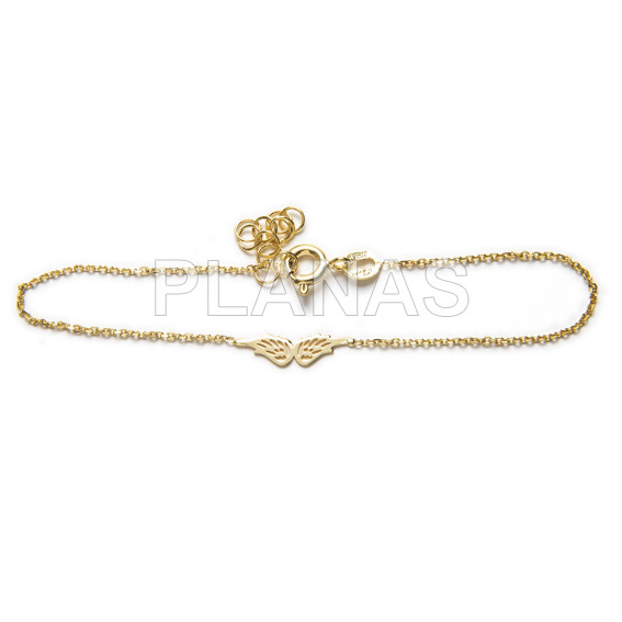 Pulsera en plata de ley y baño oro.ALAS.