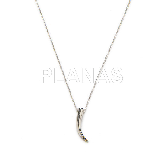 Collar en Plata de Ley Rodiada.CUERNO.