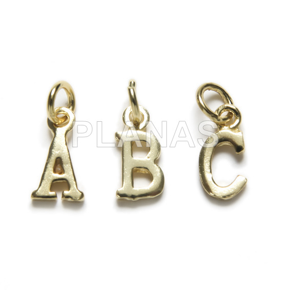 Mini prata sterling letras e banho do ouro