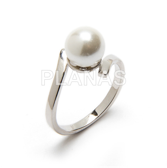 Alliance silver rhodium, zircons and pearl shell.