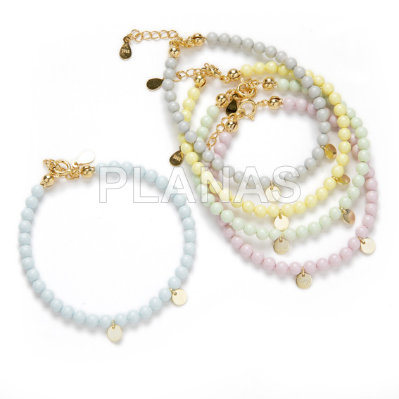 Bracelet in sterling silver and swarovski pearls. white color.