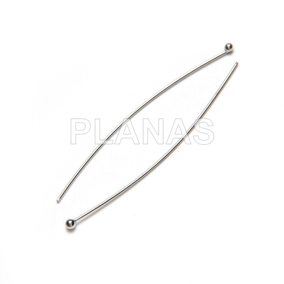 Needle in sterling silver and rhodium plated, with a round head of 0.5x35mm.