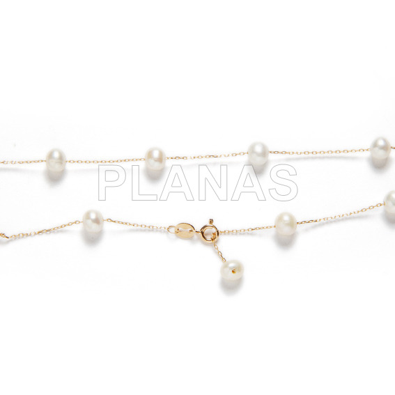 Silver bracelet cultured pearl