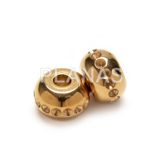 Entrepieza en Acero Inoxidable y Baño Oro.11x7mm.