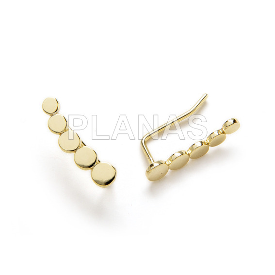 Pendientes Trepadores en Plata de Ley y baño oro, CIRCULOS.