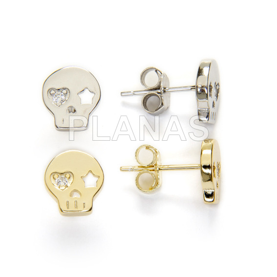 Pendientes en Plata de ley y Circonita.CALAVERA.