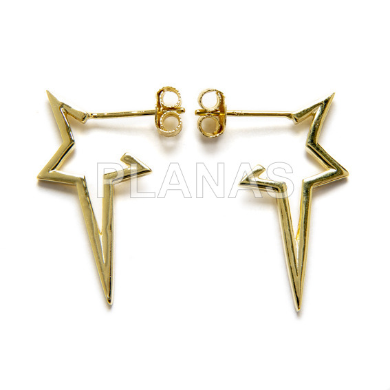 Pendientes en Plata de ley y baño oro.ESTRELLA.