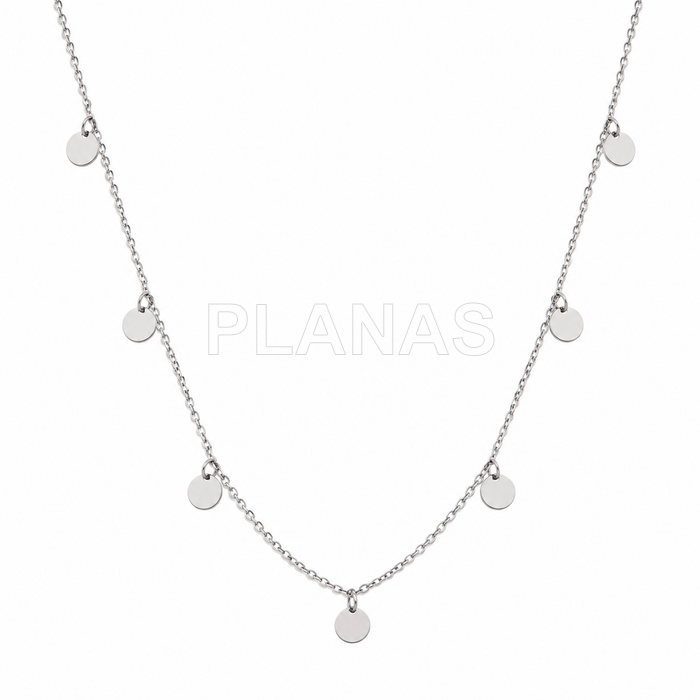 Collar en Plata de ley rodiada con 7 Plaquitas de 4mm.