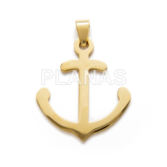 Colgante en Acero Inoxidable y Baño Oro.ANCLA.