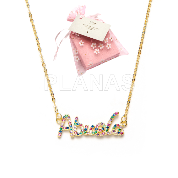 Colar para mamãe em prata de lei e zircões coloridos.