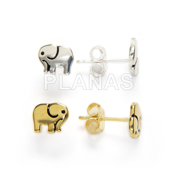 Pendientes en Plata de ley Rodiada.ELEFANTE.