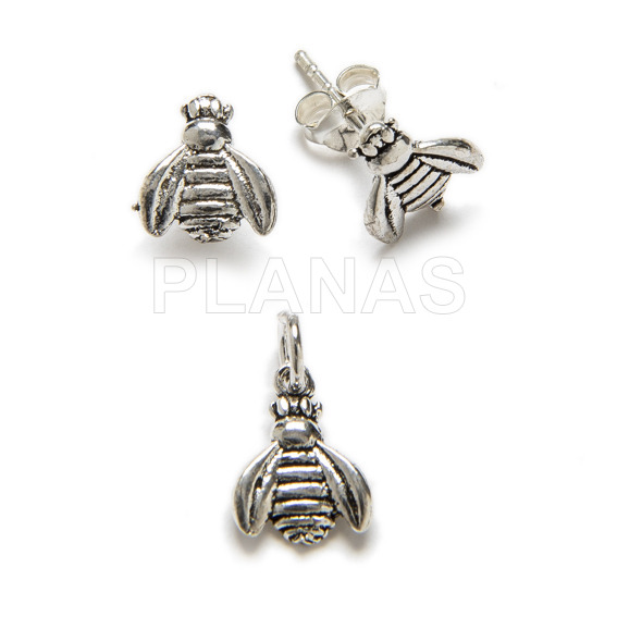 Pendientes y Colgante en Plata de Ley.ABEJA.