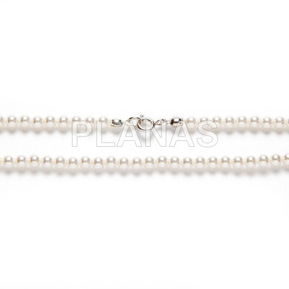 Collar en Plata de Ley Rodiada y  perlas de gran calidad de 4mm.(Componente Cristal Austríaco).