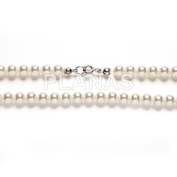 Collar en Plata de Ley Rodiada y  perlas de gran calidad de 6mm.(Componente Cristal Austríaco de alta calidad).