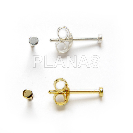 Pendientes en Plata de ley.REDONDA 2mm.