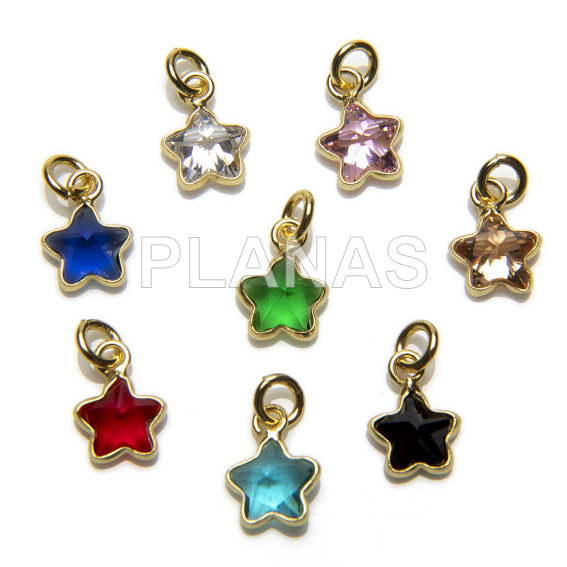 Mini pendant in sterling silver and gold bath with 5mm zirconia. star.