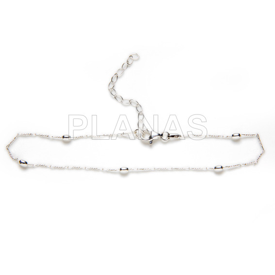 Oval anklet in sterling silver.