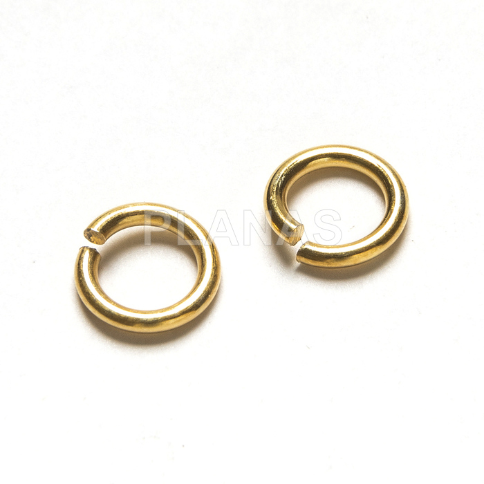 Anilla Abierta en Plata de ley y Baño de Oro 5x1mm.