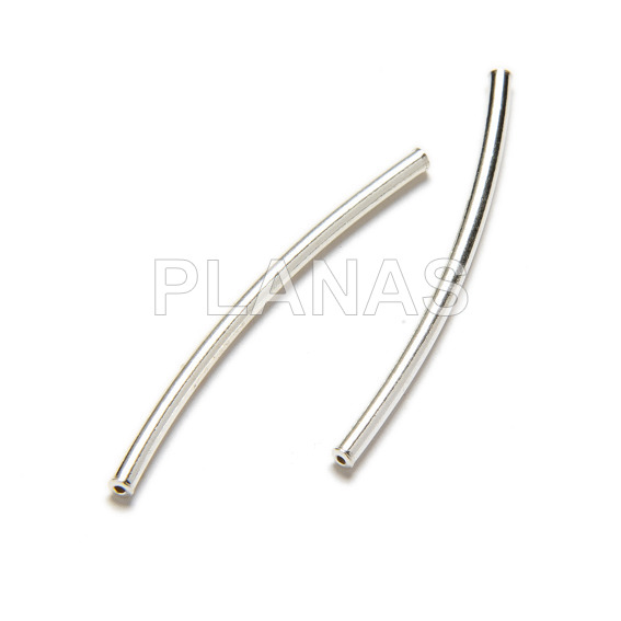 Curved tube in sterling silver. 30x1.5mm.
