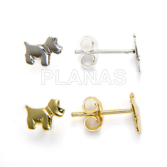 Pendientes en Plata de ley.PERRO.