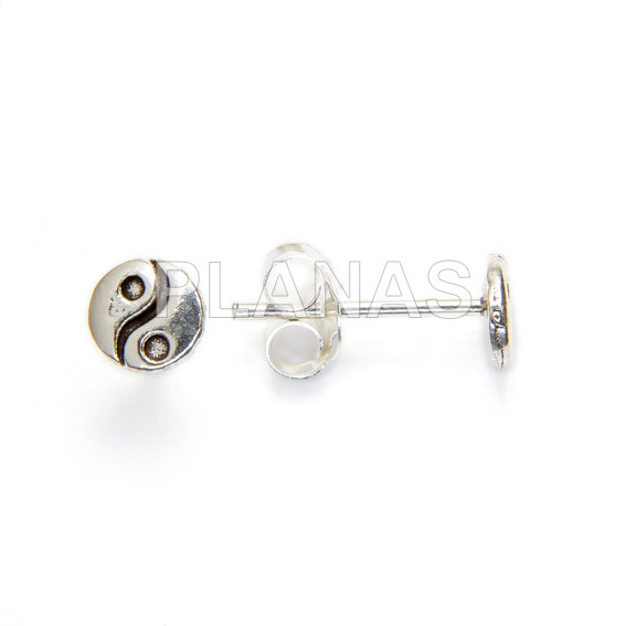 Pendientes en Plata de ley.YING YANG.