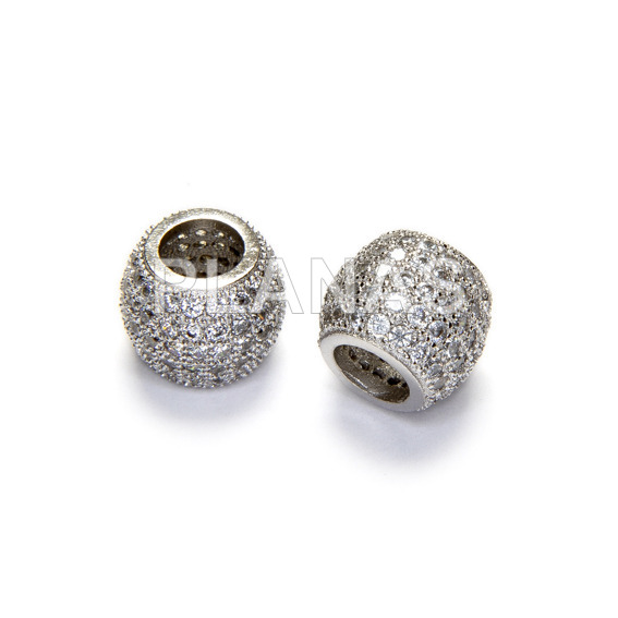 Spacer with zircons and rhodium sterling silver. 8mm.