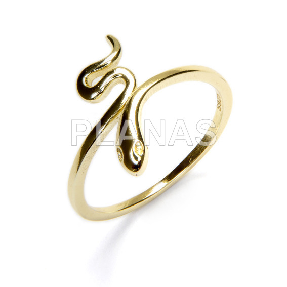 Gold plated sterling silver ring with 1 micron. snake.